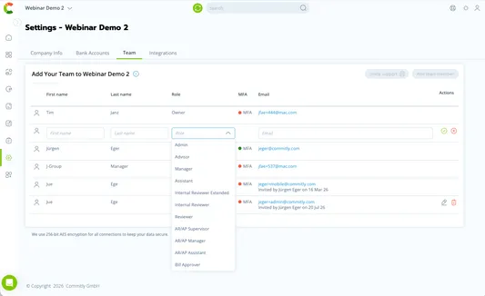 Roles and permissions for your team