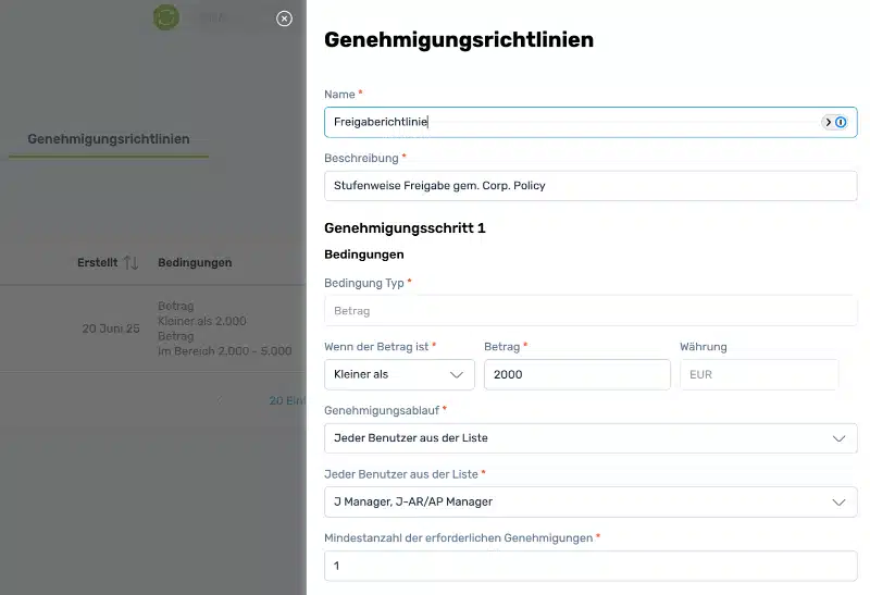 Genehmigungsrichtlinie erstellen